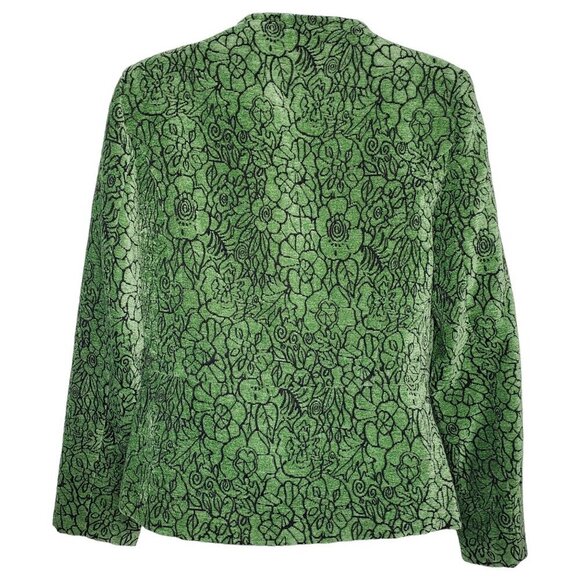 Dressbarn Floral Tapestry Full Zip Blazer Jacket Green Cotttage Office Size S - Picture 2 of 11